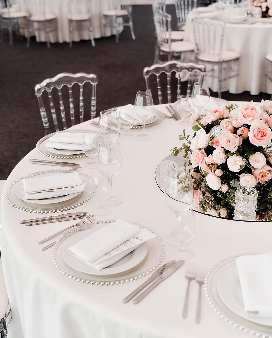 Charger plate beaded silver