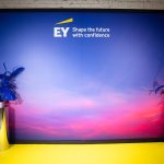 Large black banner stand