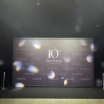 Large black banner stand