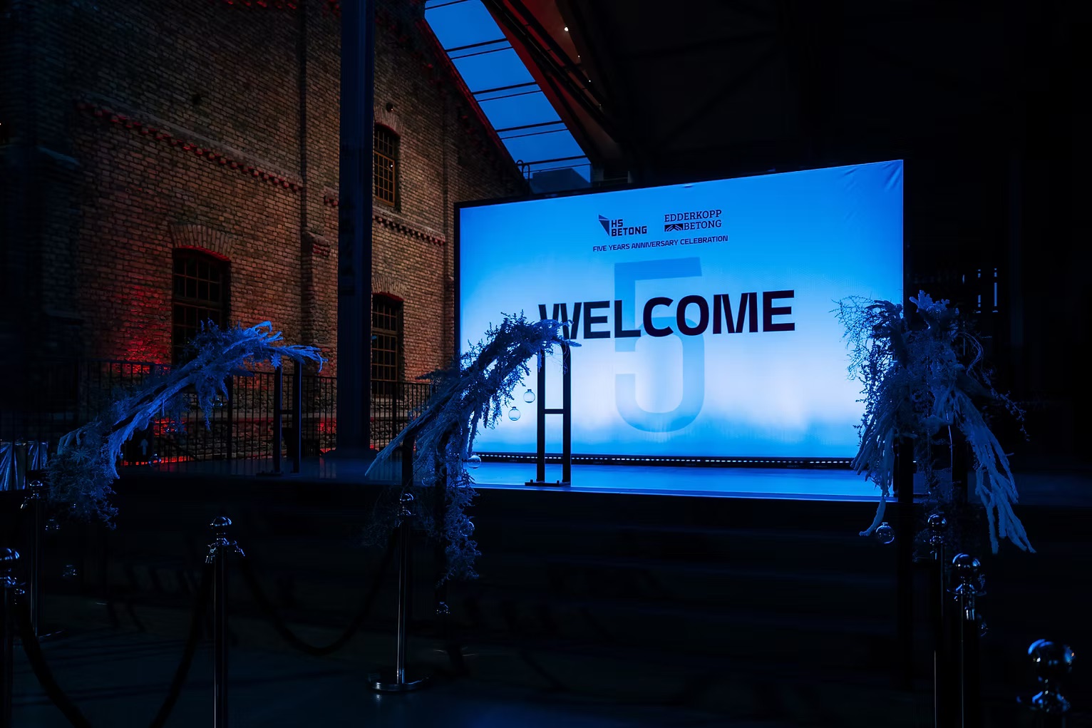 Large black banner stand