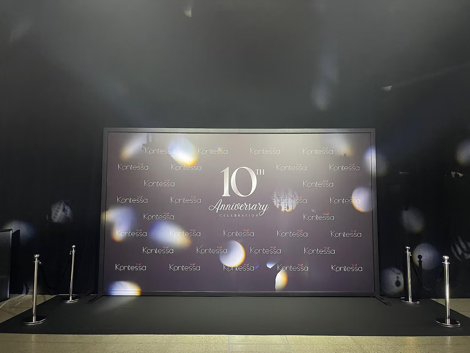 Large black banner stand