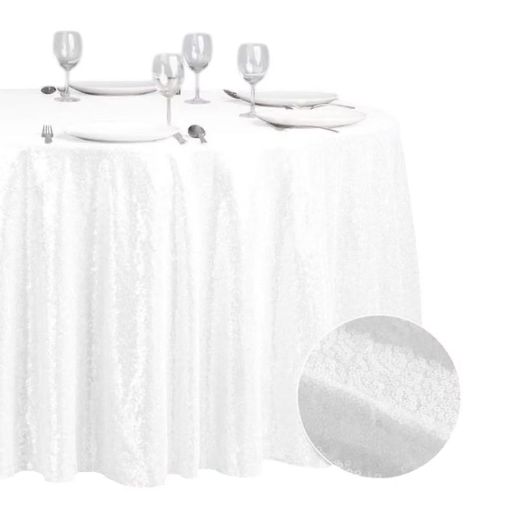 White sequin tablecloth