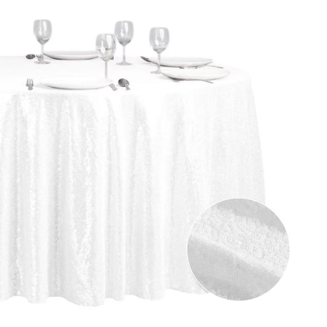 White sequin tablecloth