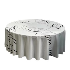 White tablecloth with design