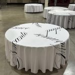 White tablecloth with design