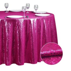Fuchsia pink sequin tablecloth
