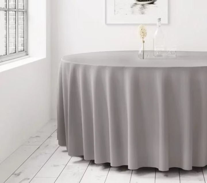 Gray tablecloth