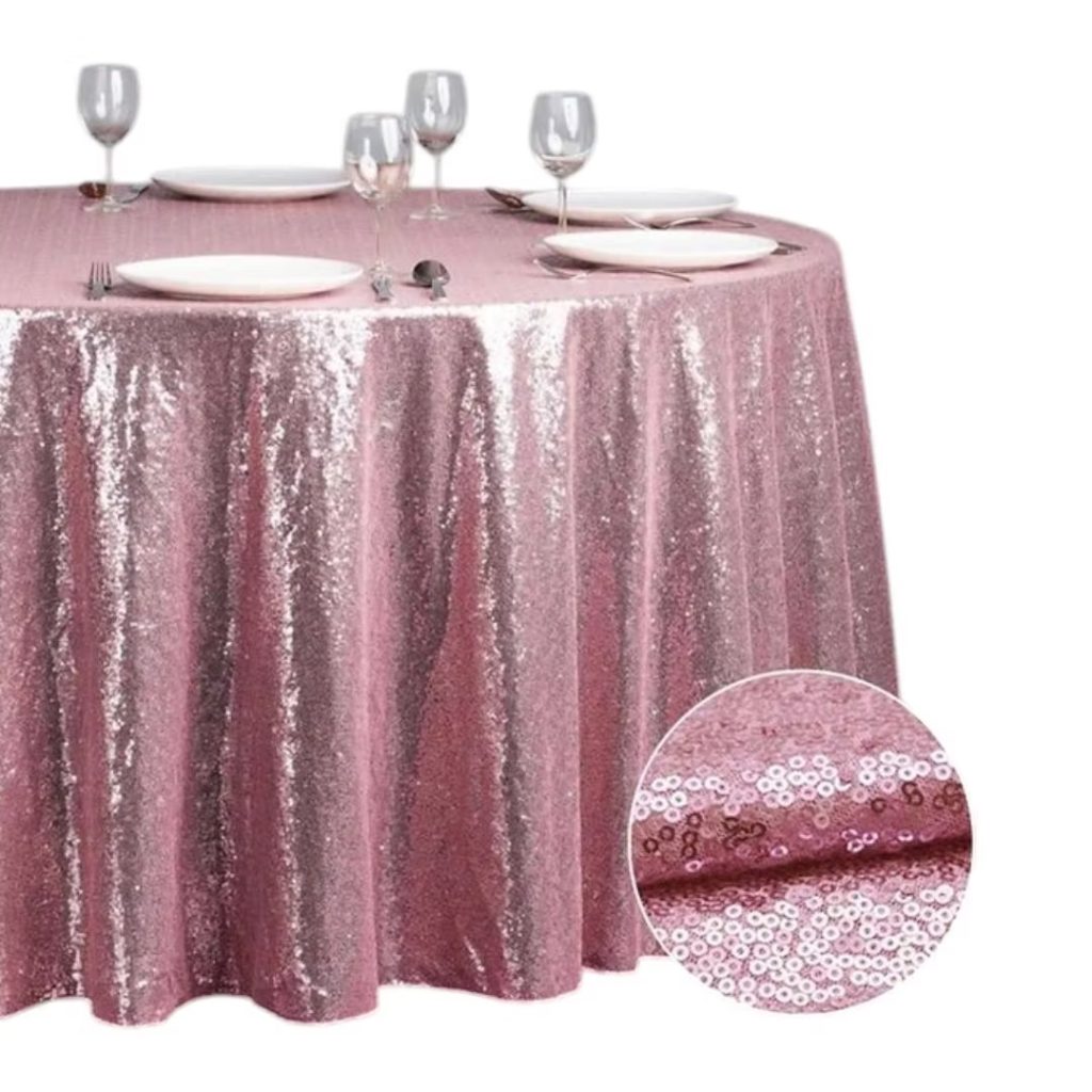 Light pink sequins tablecloth