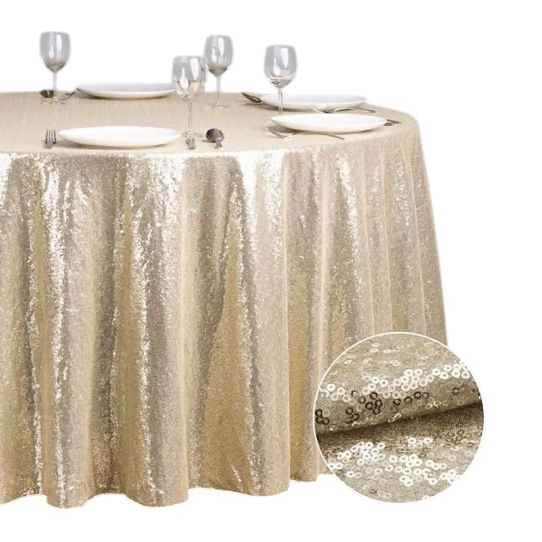 Light gold sequin tablecloth