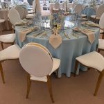 Light blue tablecloth