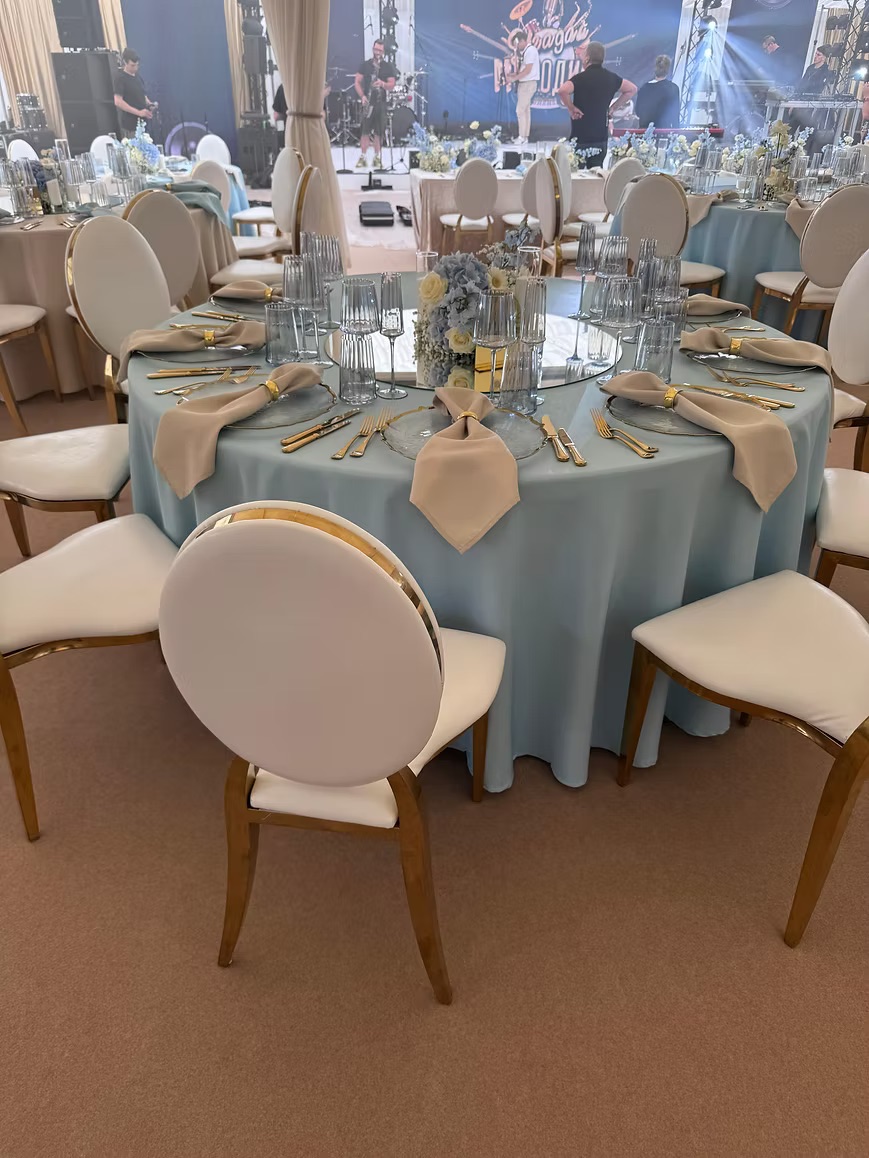 Light blue tablecloth