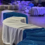 Light blue sequin tablecloth