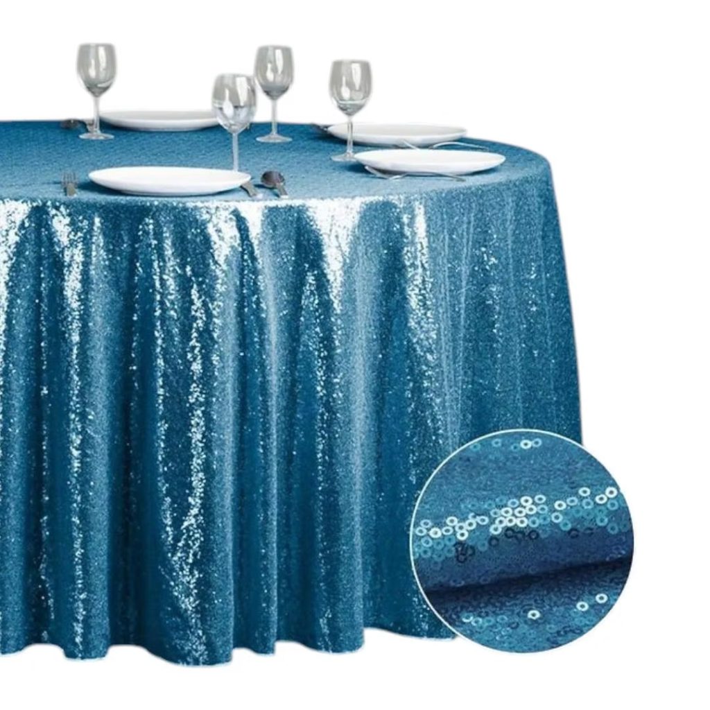 Light blue sequin tablecloth