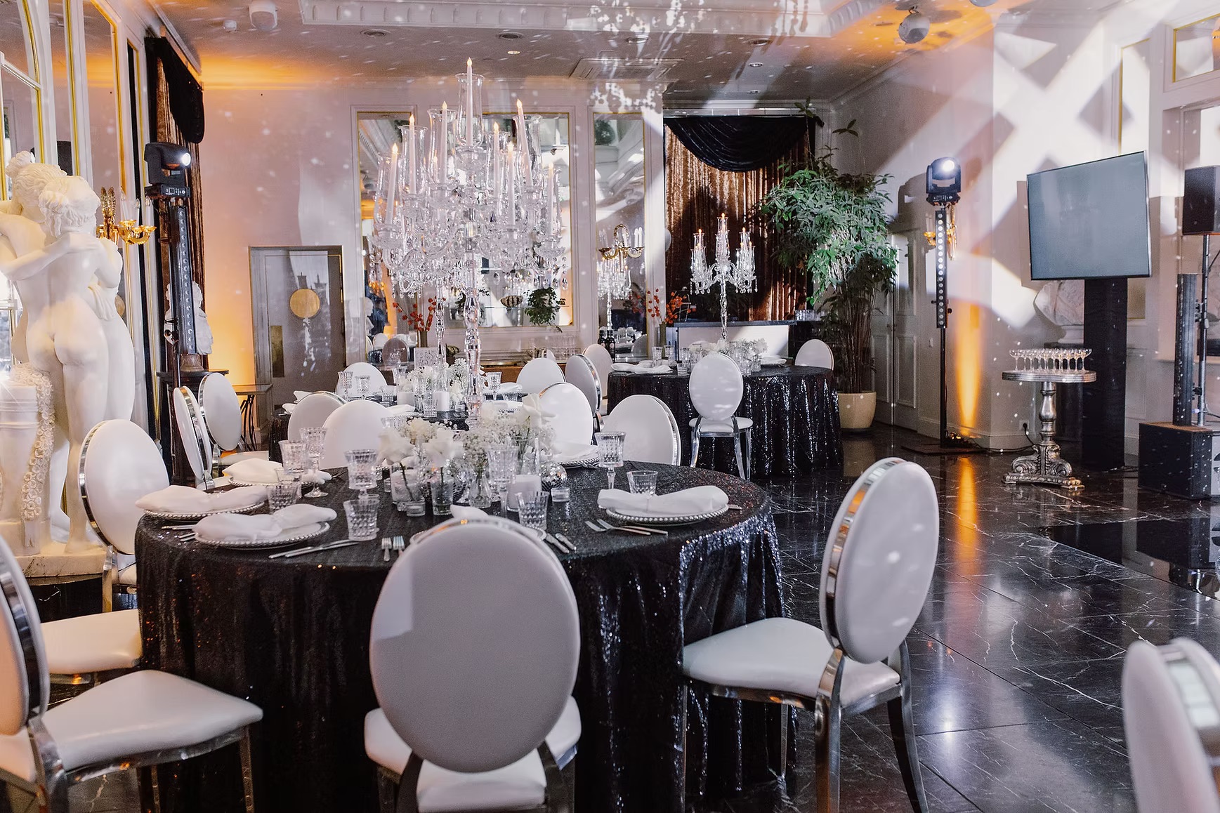 Black sequin tablecloth