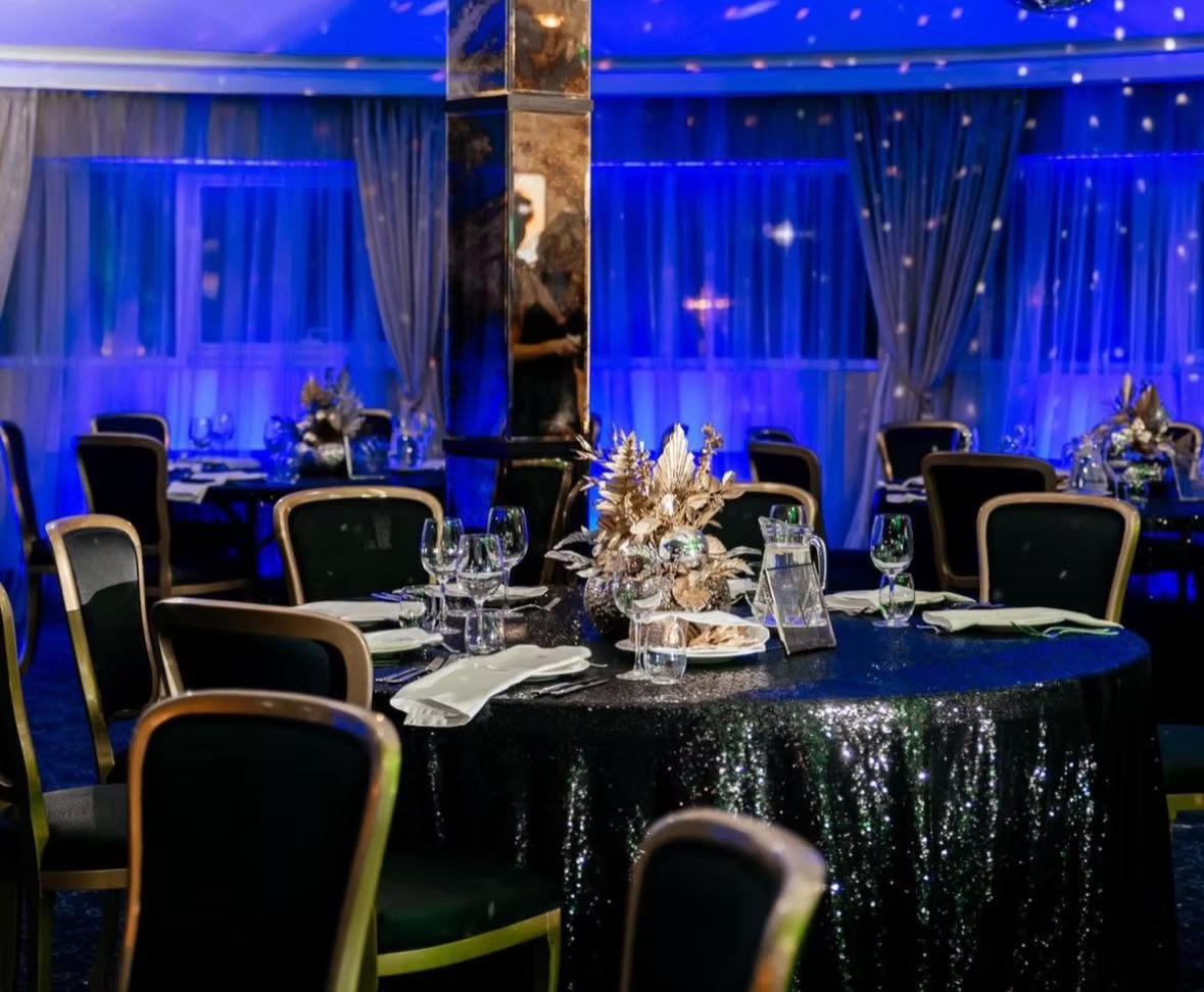 Black sequin tablecloth