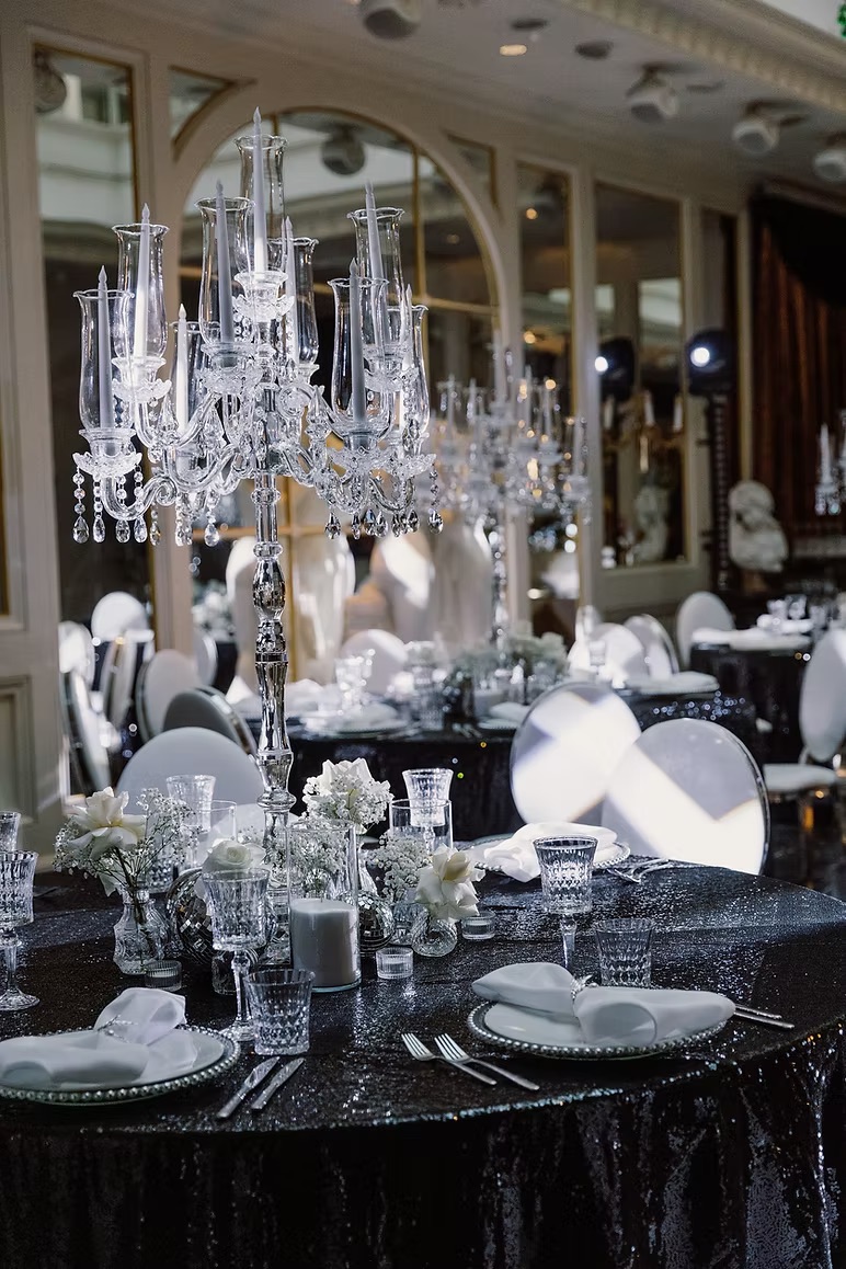 Black sequin tablecloth