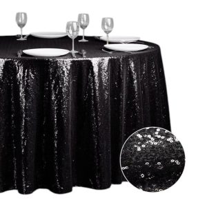 Black sequin tablecloth