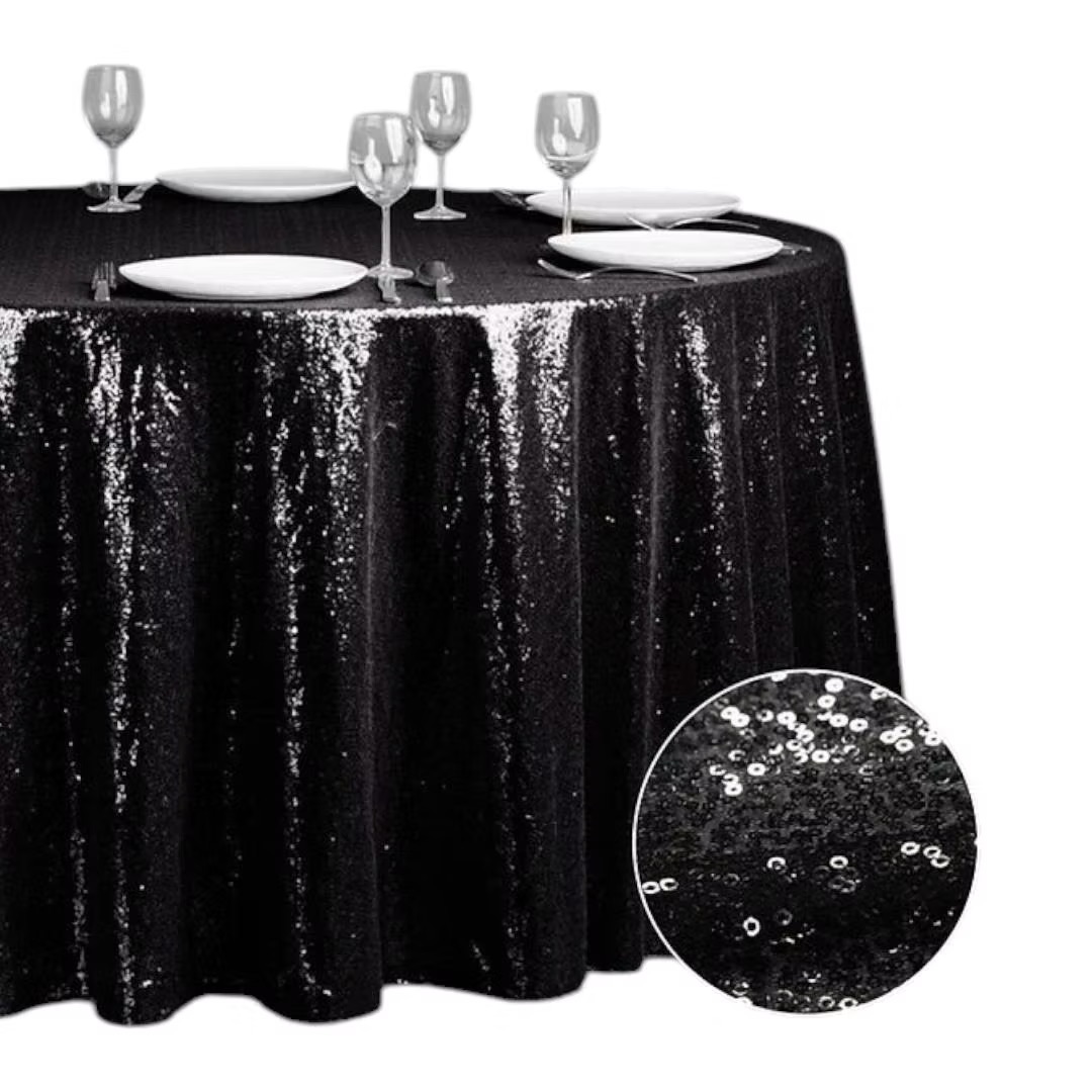 Black sequin tablecloth