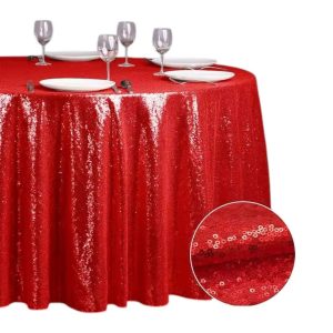 Red sequin tablecloth