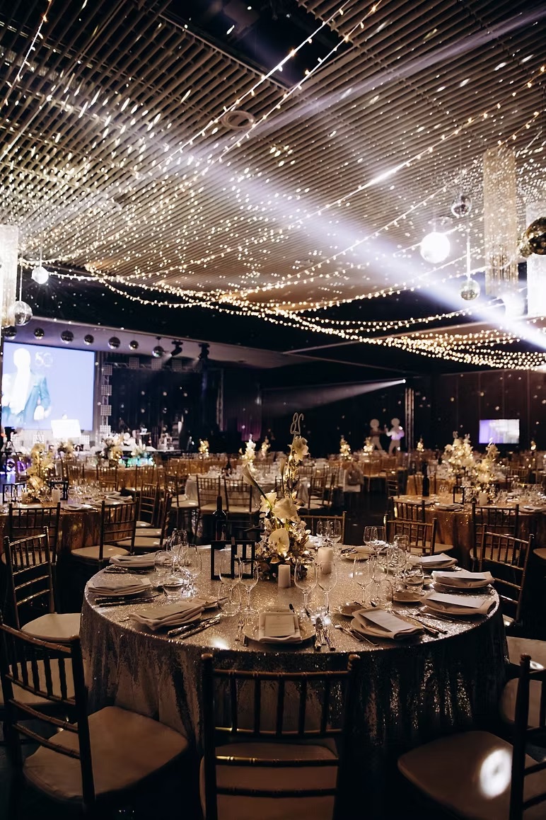 Silver sequin tablecloth