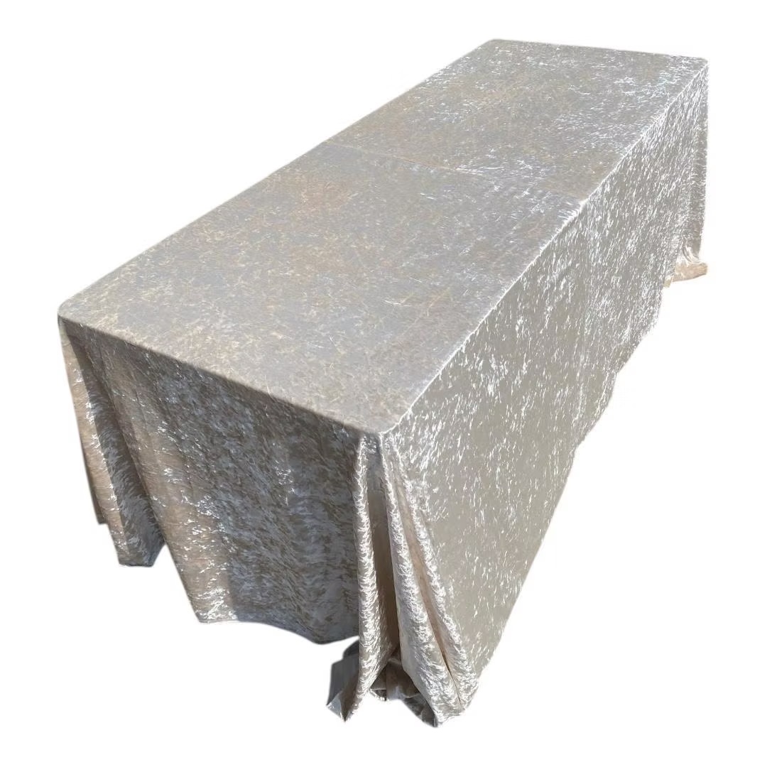 Rectangular velour tablecloth – beige