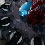 Dark gray tablecloth