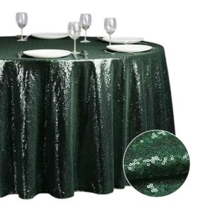 Dark green sequin tablecloth