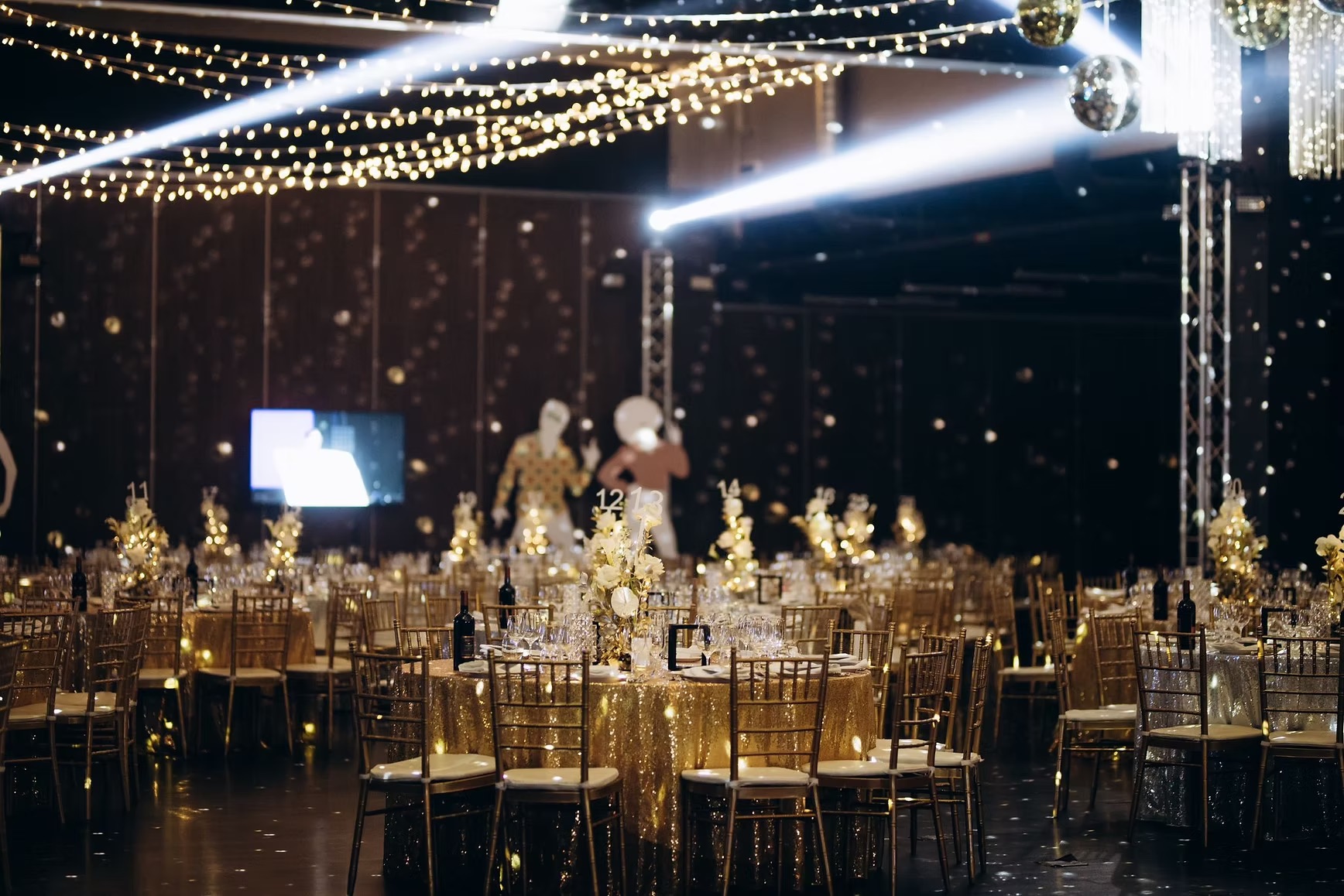 Dark gold sequin tablecloth