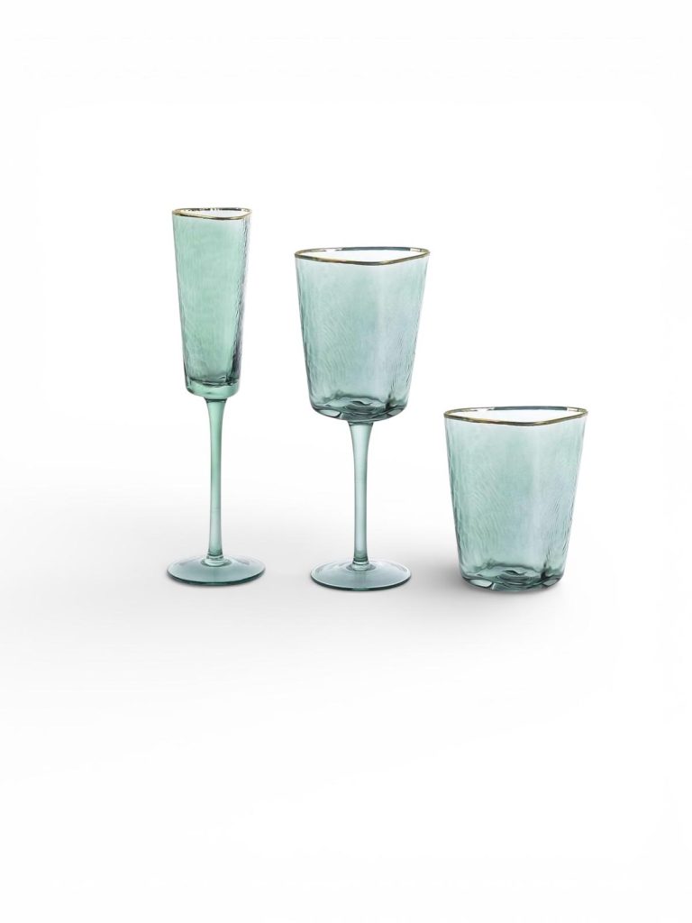 Green glasses with gold rim