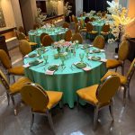 Silver chair with amber cushion