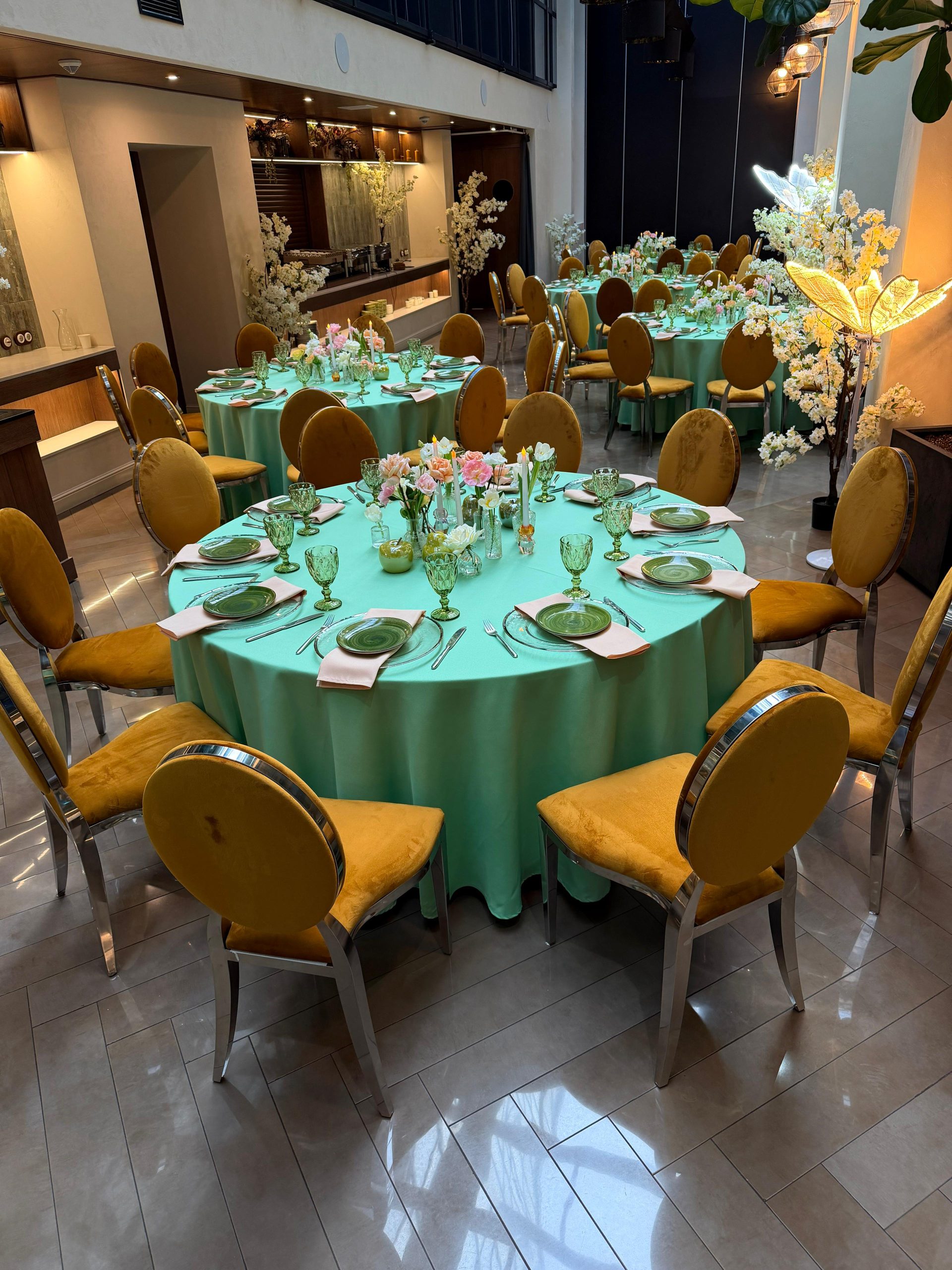 Silver chair with amber cushion