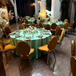 Silver chair with amber cushion