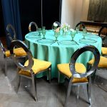 Silver chair with amber cushion