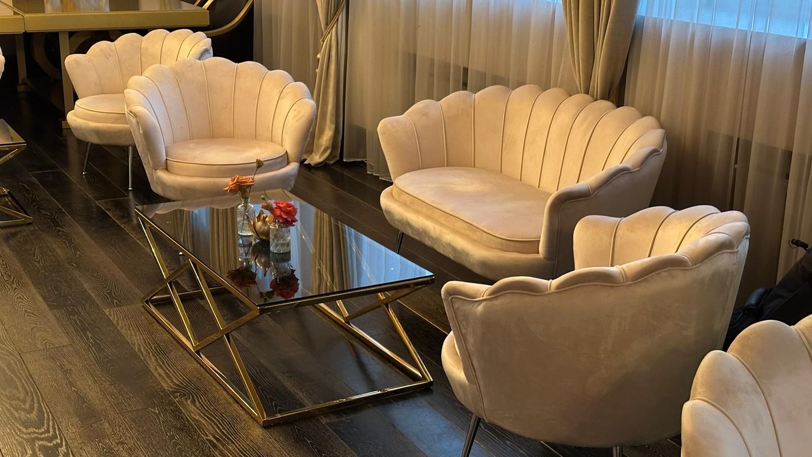 Lounge area double sofa beige