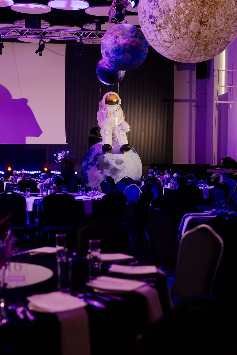 Inflatable astronaut with planet