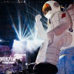 Inflatable astronaut with planet