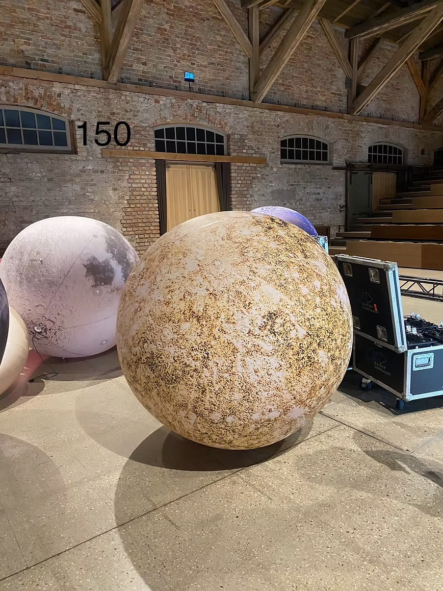 Inflatable ochre yellow planet