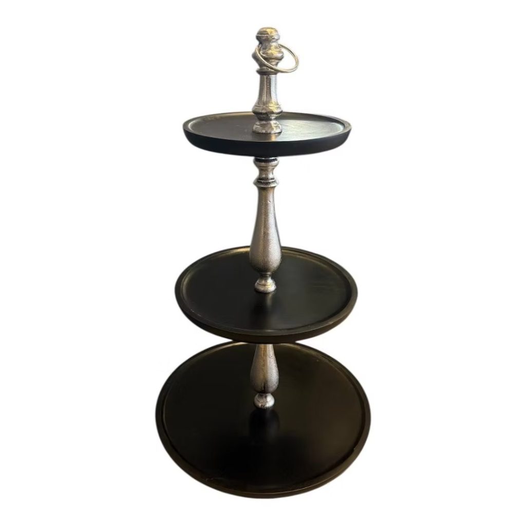 Silver dessert stand three-tiers