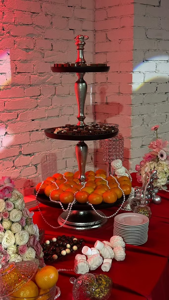 Silver dessert stand three-tiers