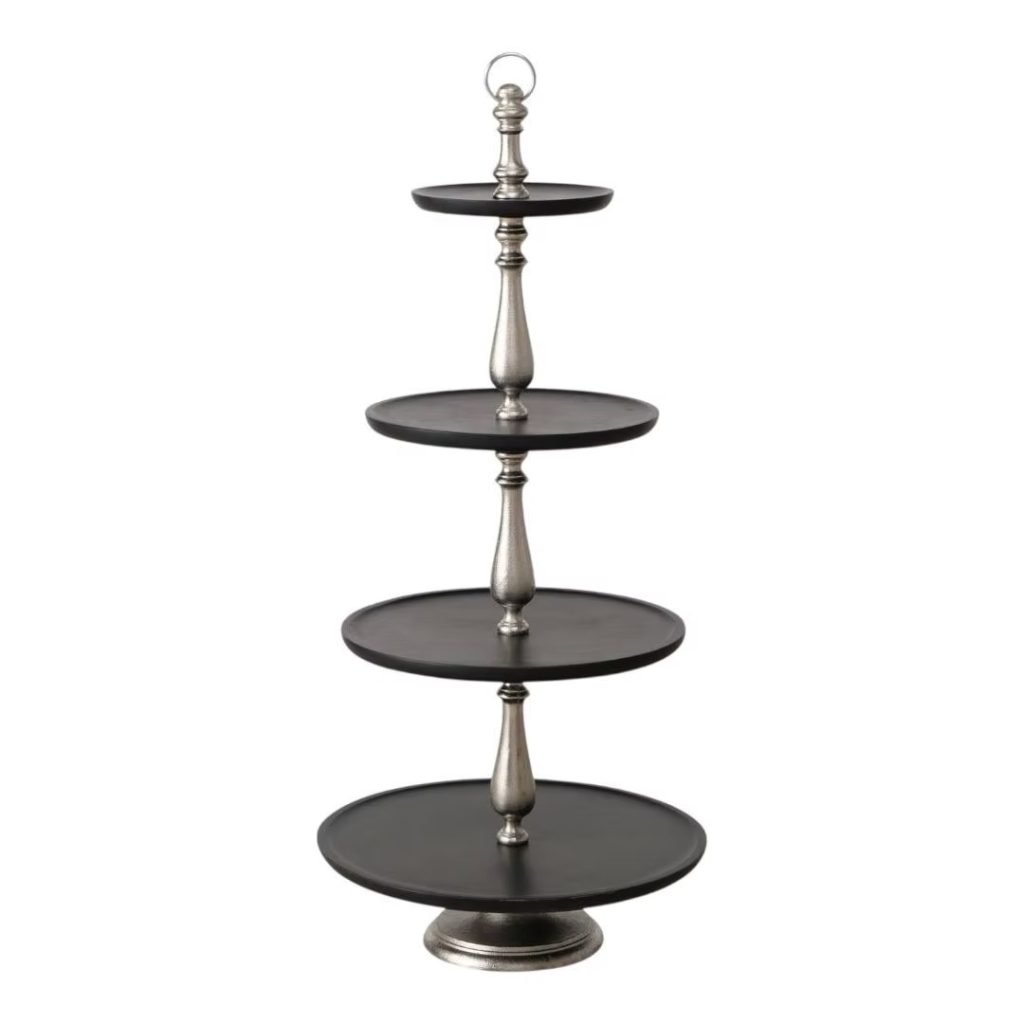 Silver dessert stand four-tiers