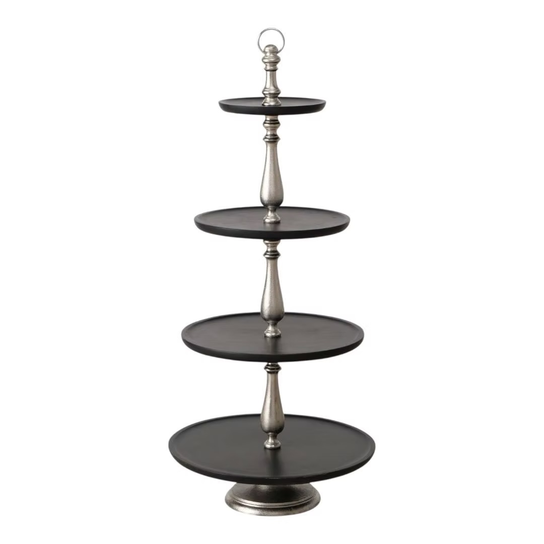 Silver dessert stand four-tiers