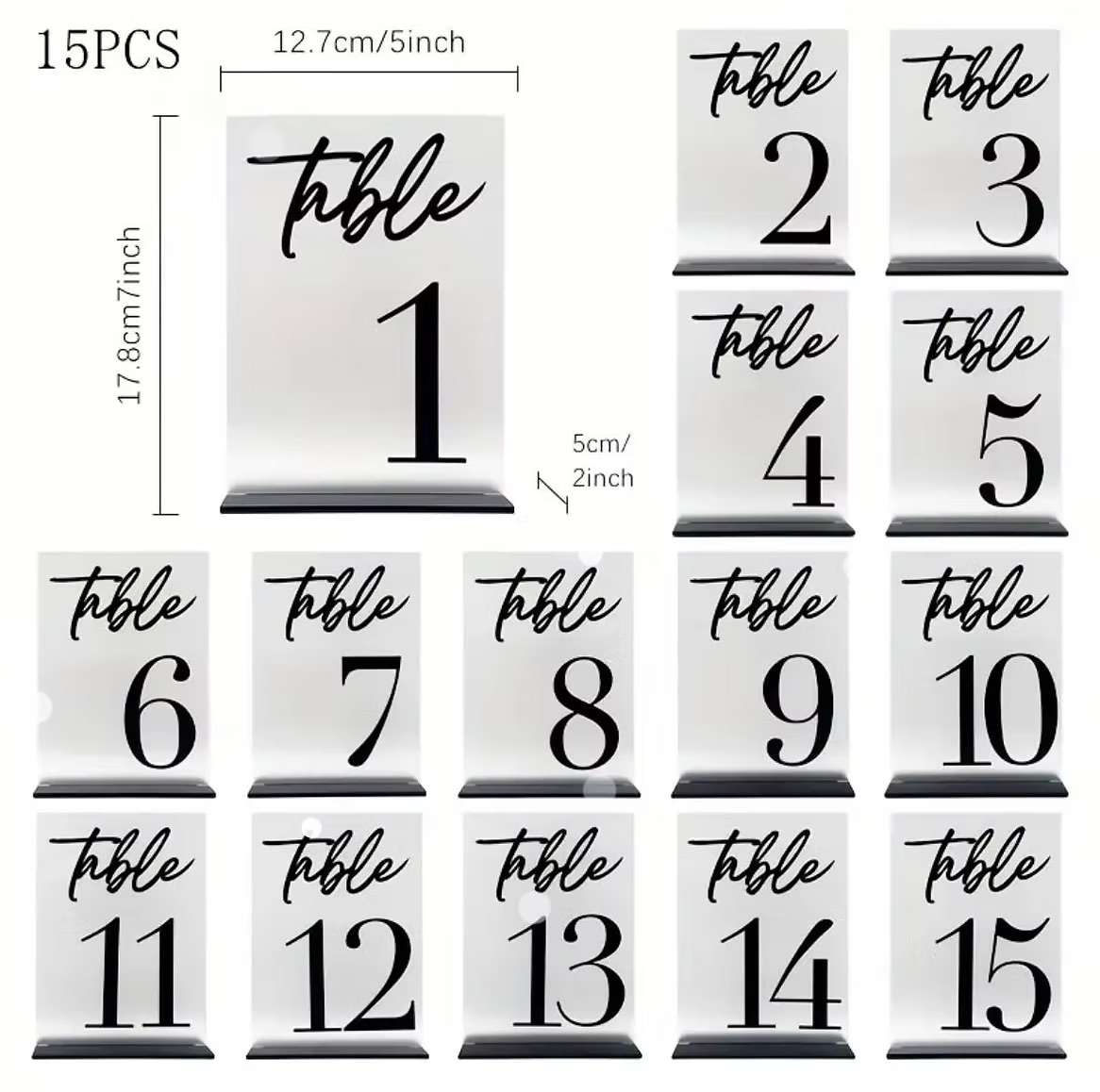 Black table numbers (1-15)