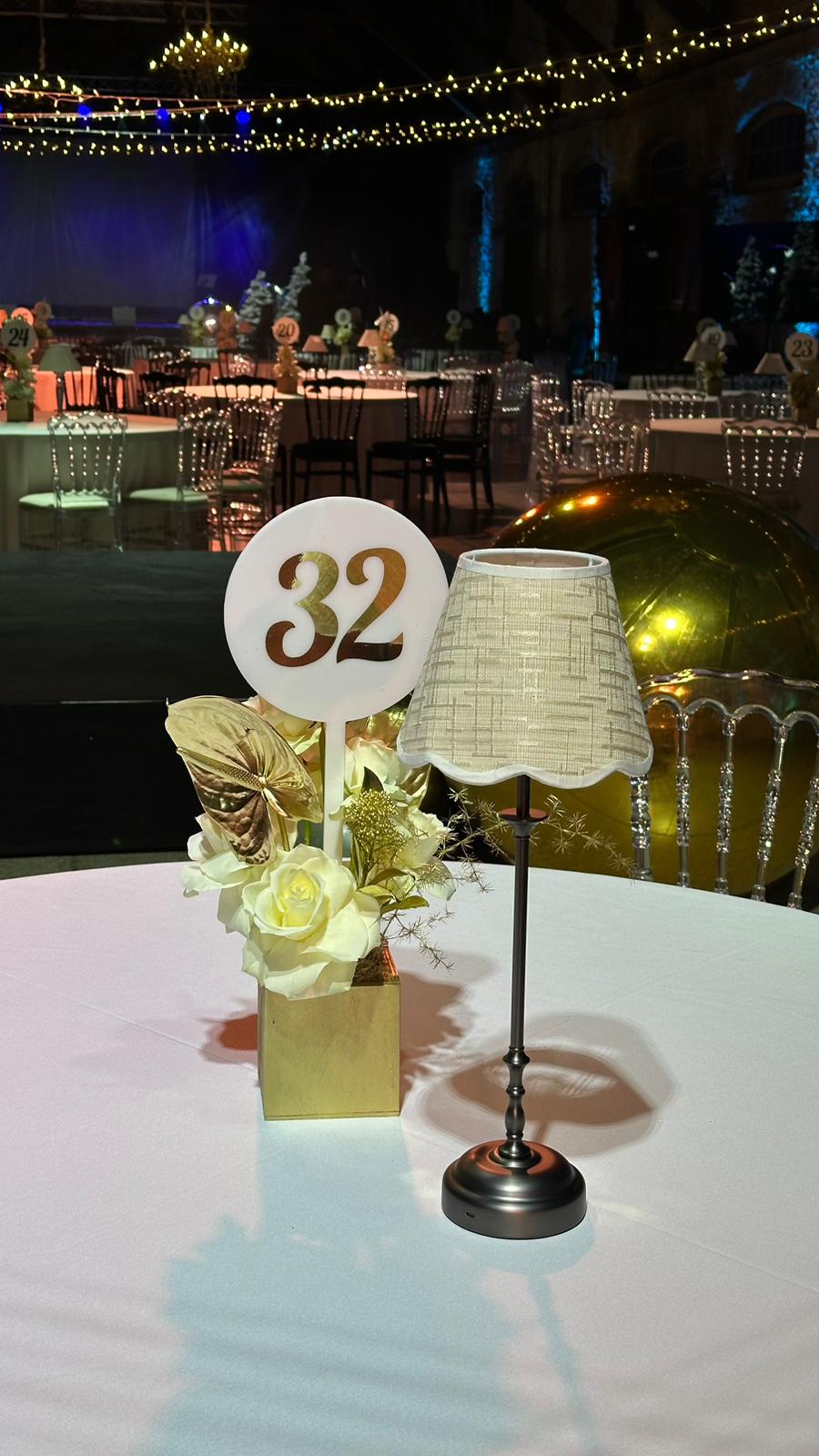 White & gold table numbers (1-60)