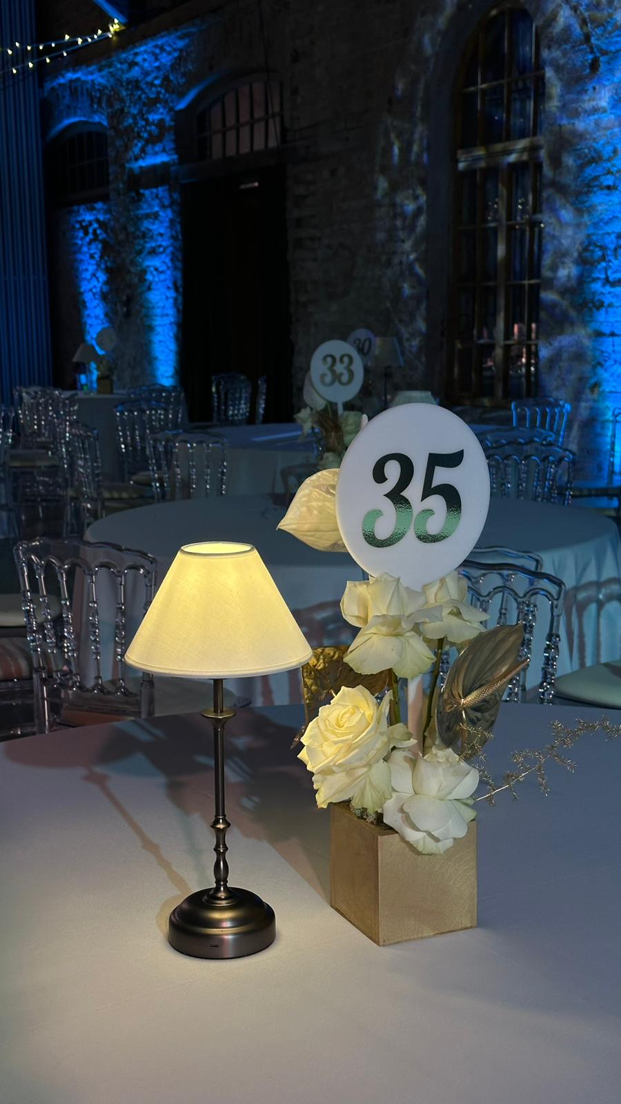 White & gold table numbers (1-60)