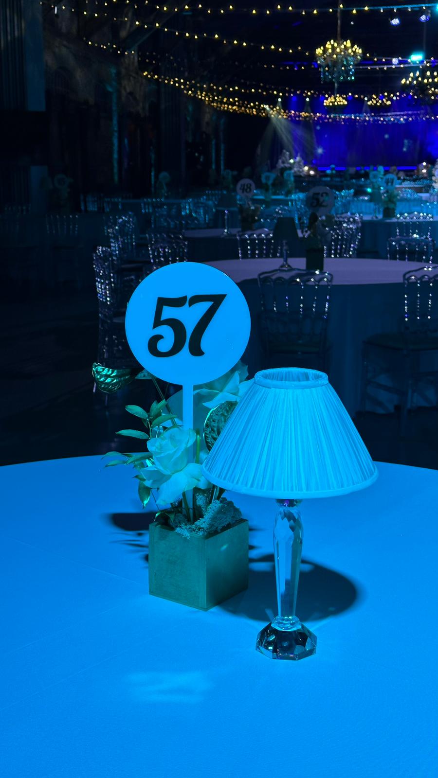 White & gold table numbers (1-60)