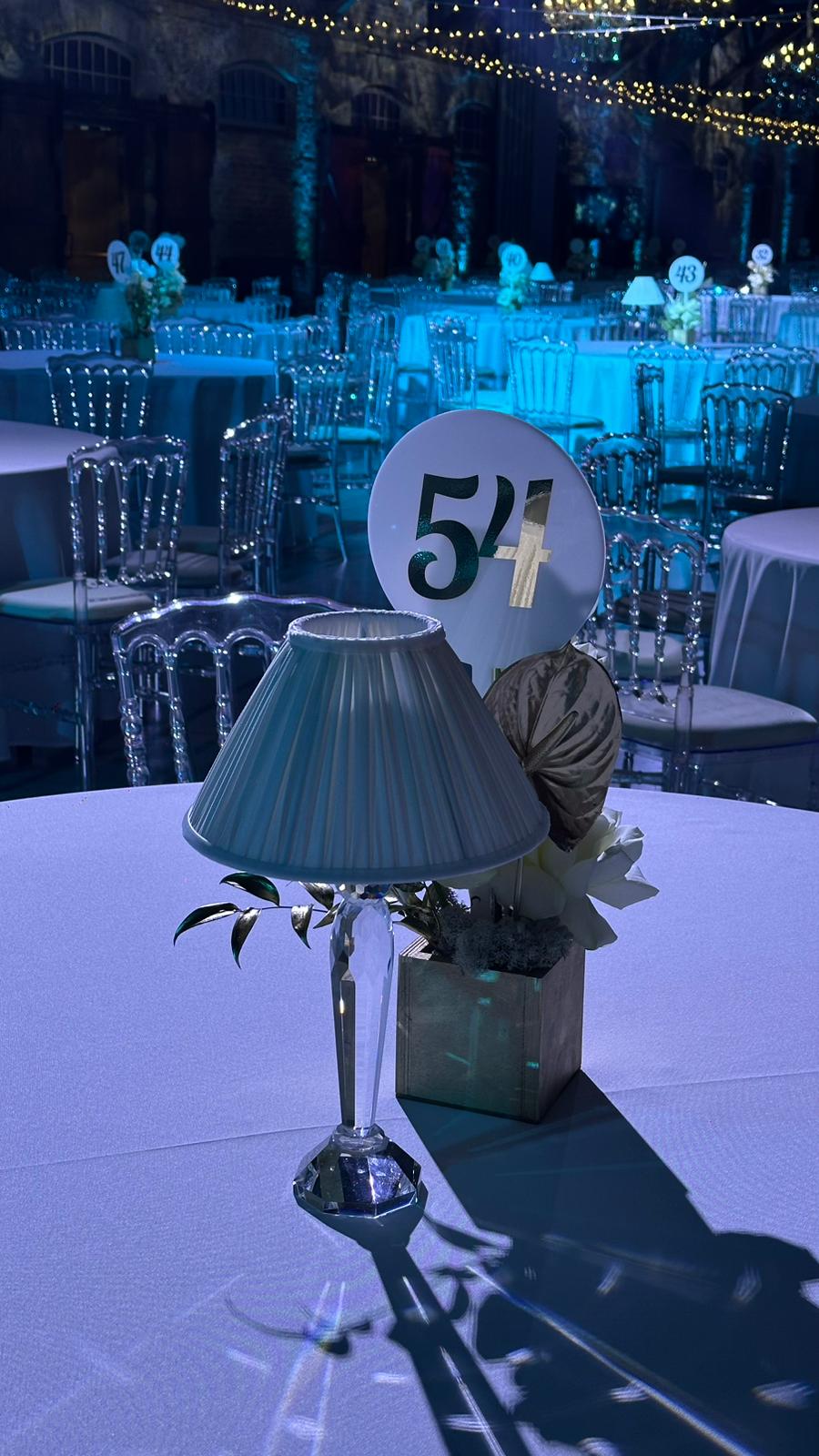 White & gold table numbers (1-60)