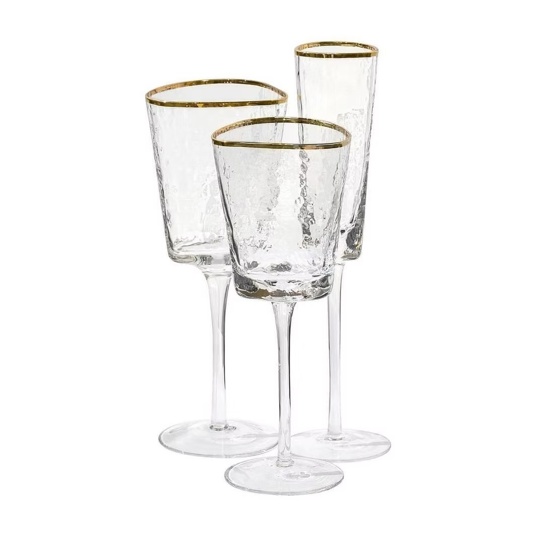 Transparent glasses with gold rim