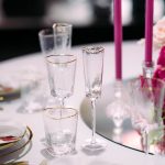 Transparent glasses with gold rim