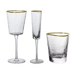 Transparent glasses with gold rim