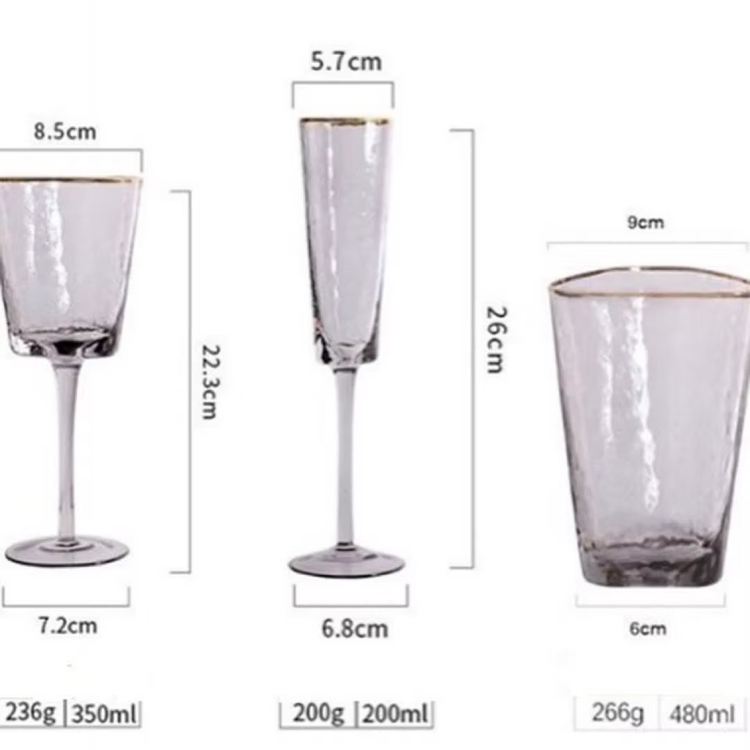 Transparent glasses with gold rim